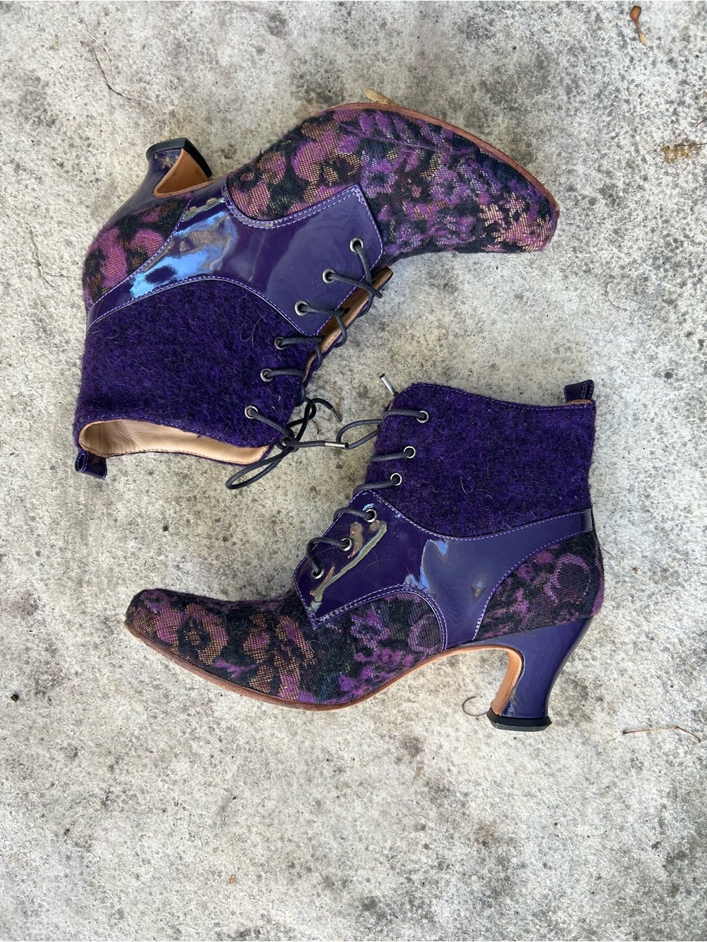 John Fluevog Wonder Iguazu Harness Lace Up Ankle Boots, size 7.5