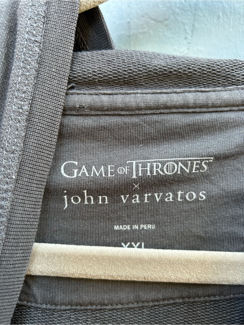 John Varvatos Grey Game of Thrones Hoodie, size XXL