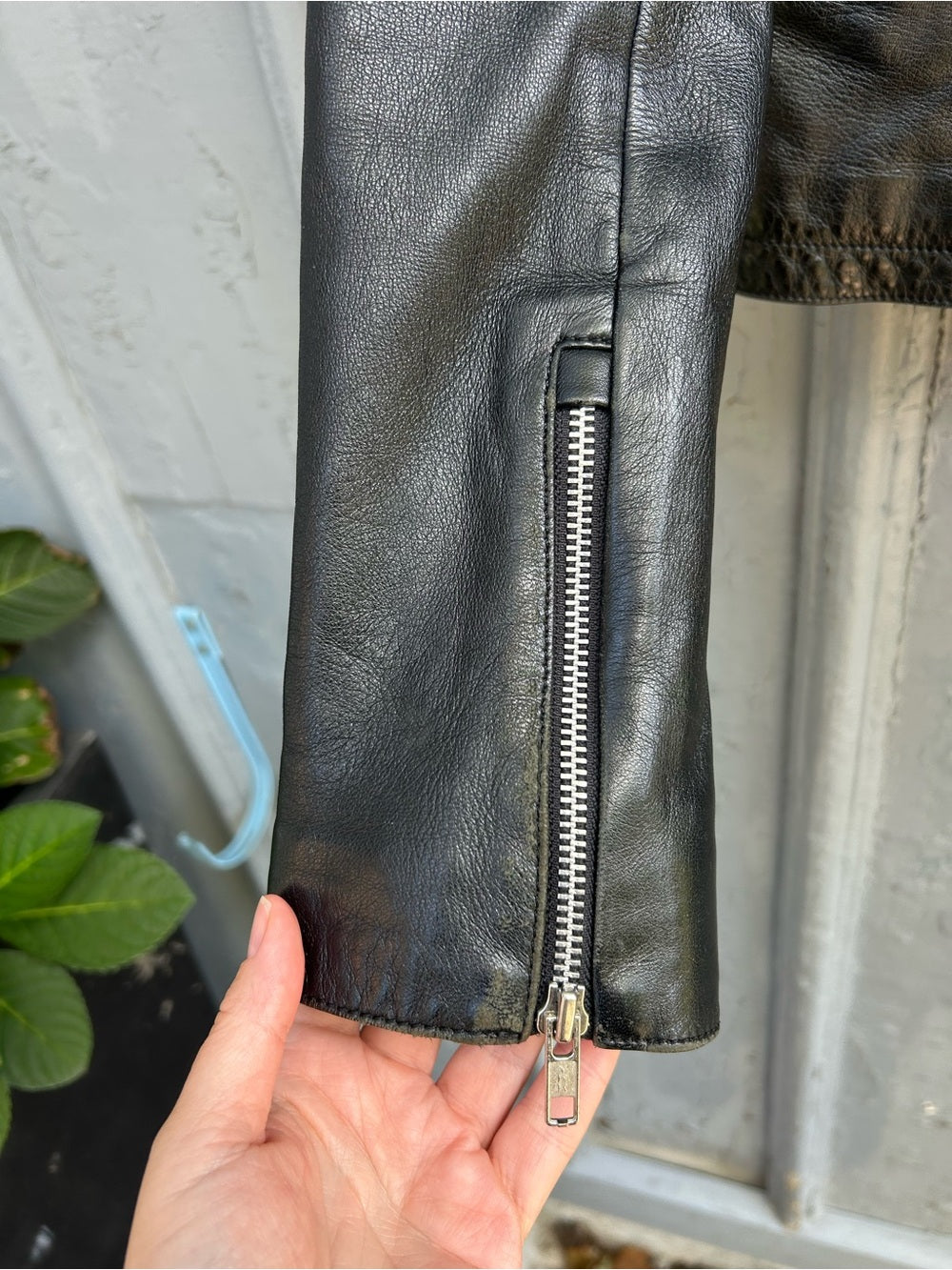 Mackage for Aritzia Leather Shearling Moto Jacket, size XS