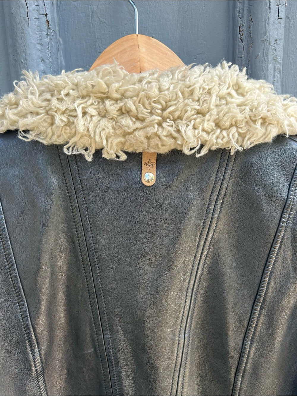 Mackage for Aritzia Leather Shearling Moto Jacket, size XS
