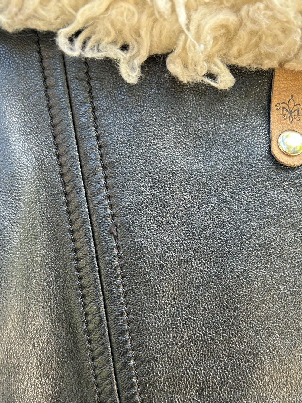 Mackage for Aritzia Leather Shearling Moto Jacket, size XS