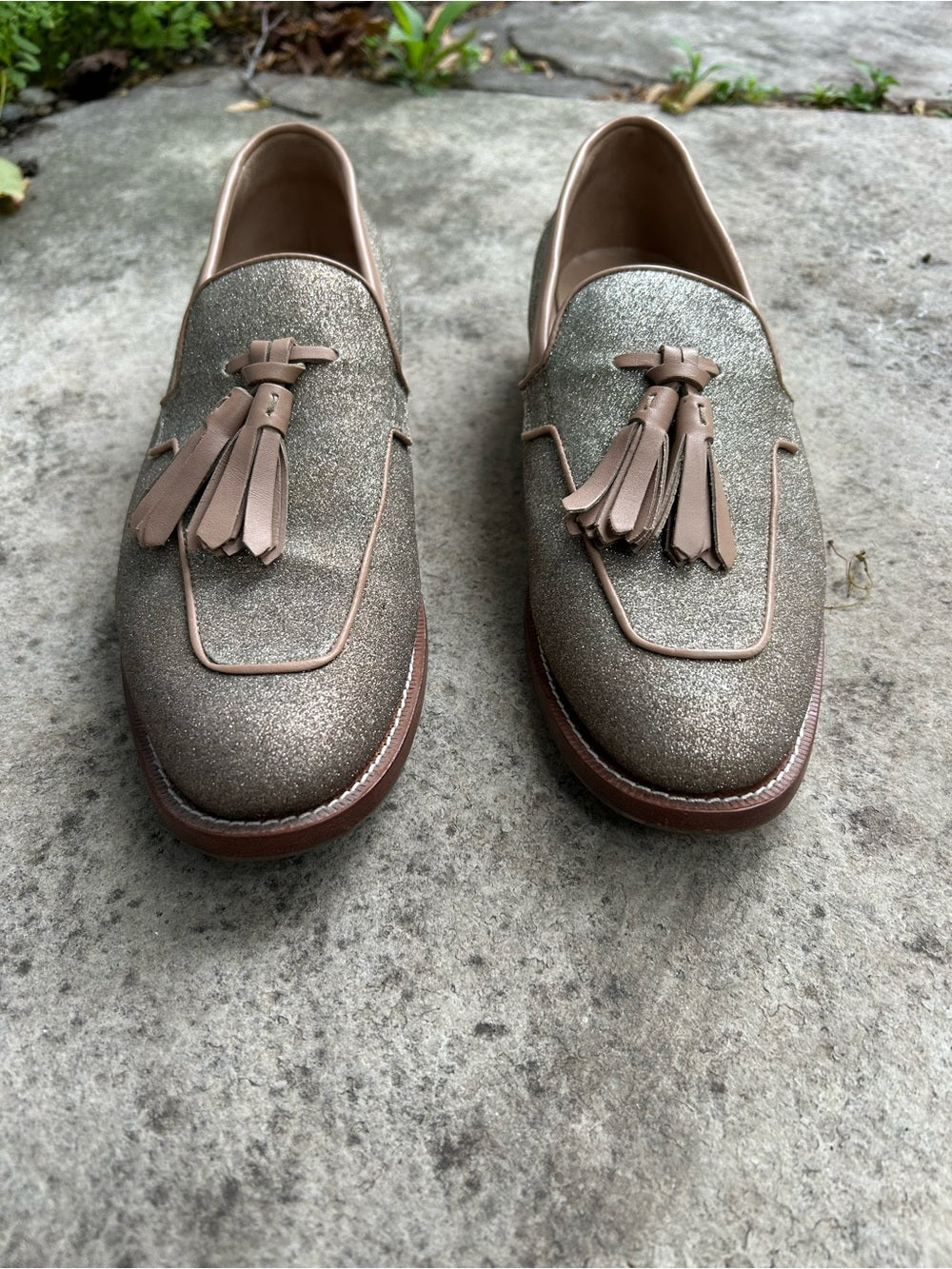 MaxMara Gold Tassled Loafer, size 38.5 (approx 7.5/8)