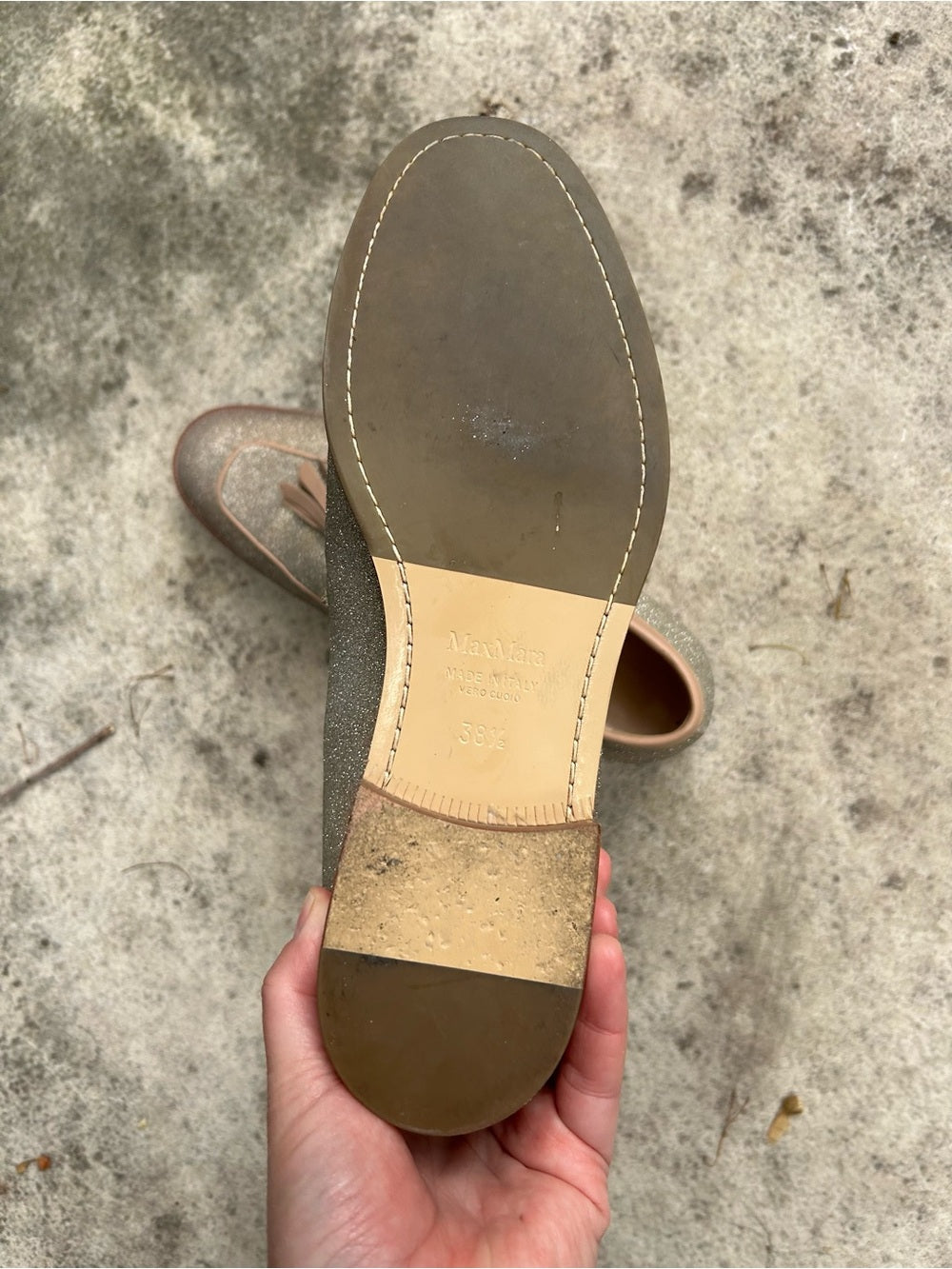 MaxMara Gold Tassled Loafer, size 38.5 (approx 7.5/8)