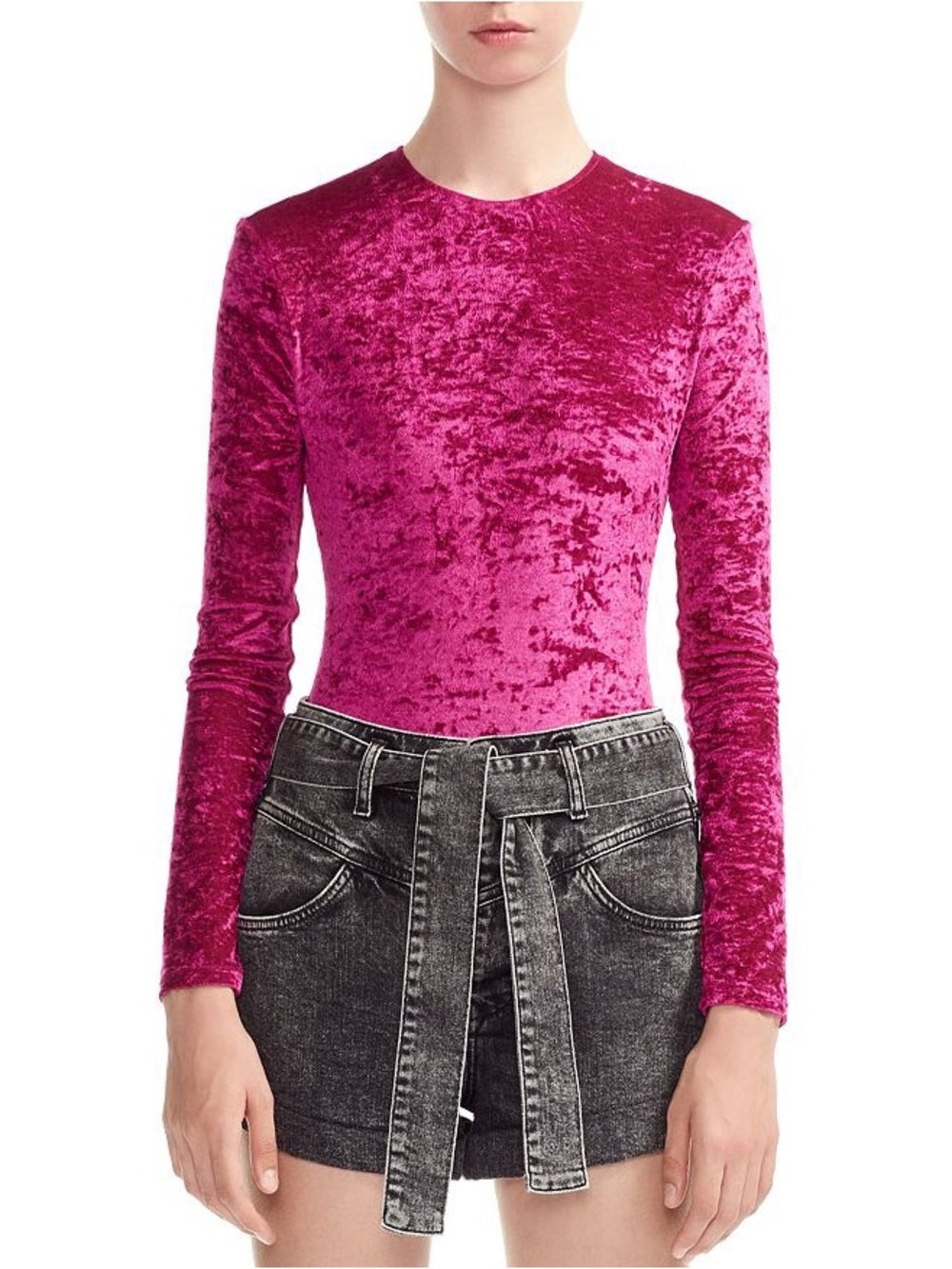 Maje Purple Velvet Bodysuit, size “2” (Small)