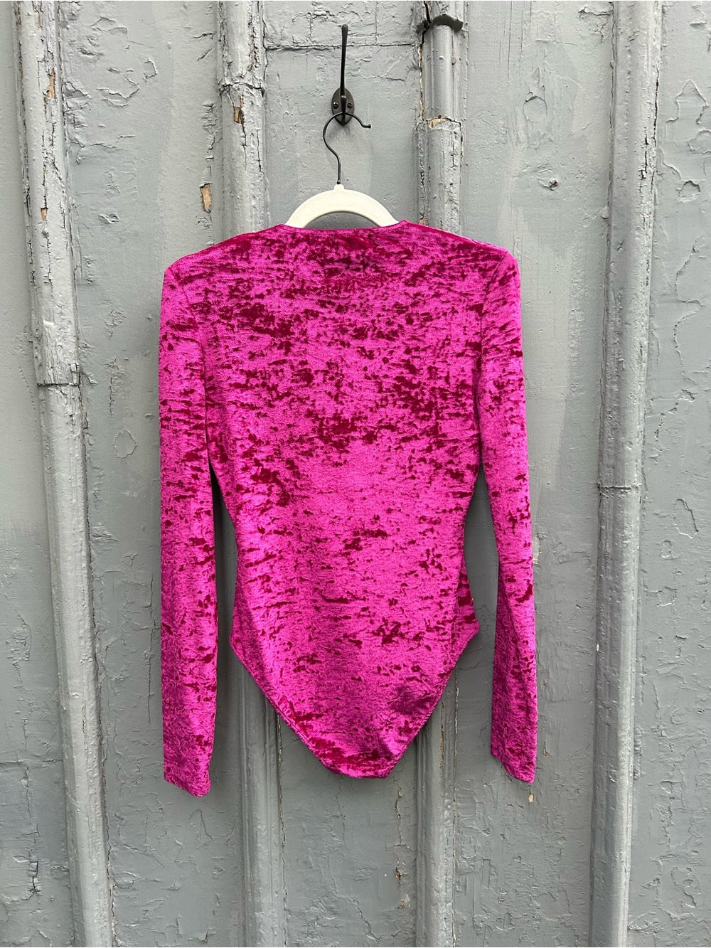 Maje Purple Velvet Bodysuit, size “2” (Small)