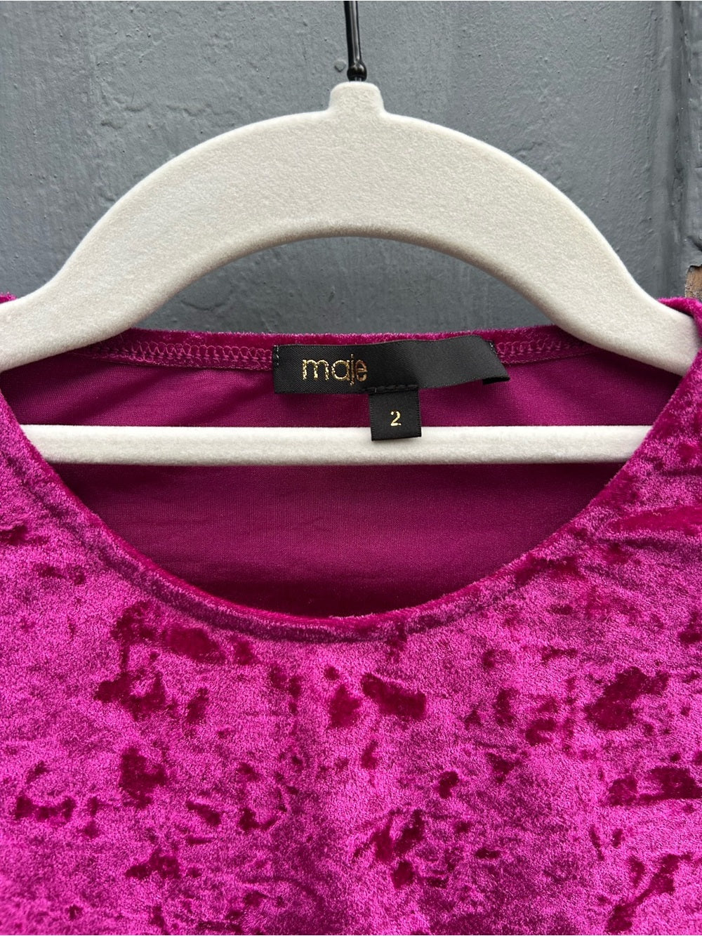 Maje Purple Velvet Bodysuit, size “2” (Small)