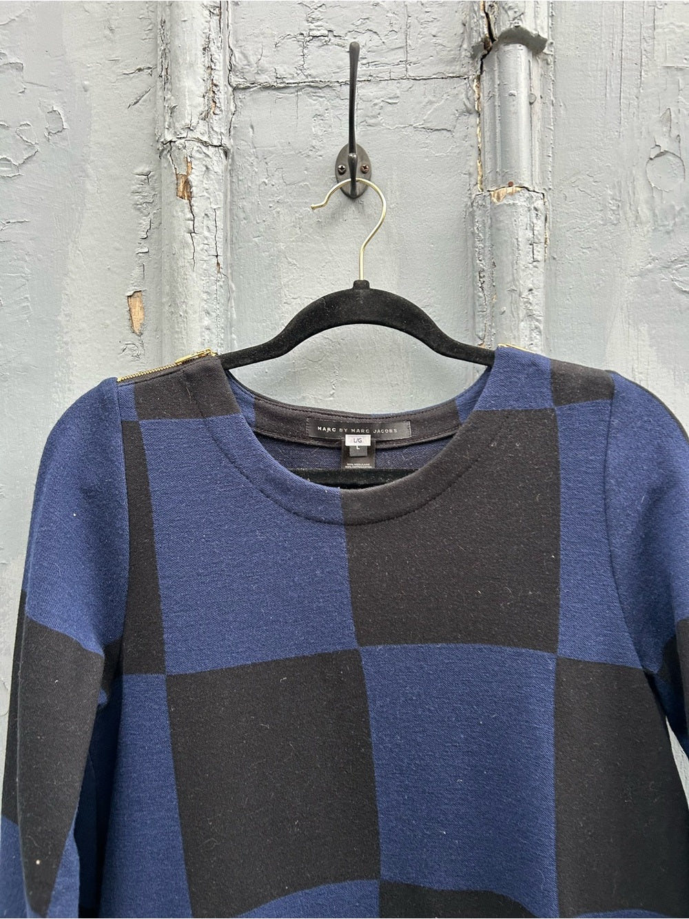 Marc by Marc Jacob’s Blue Black A Frame wool Dress, size L