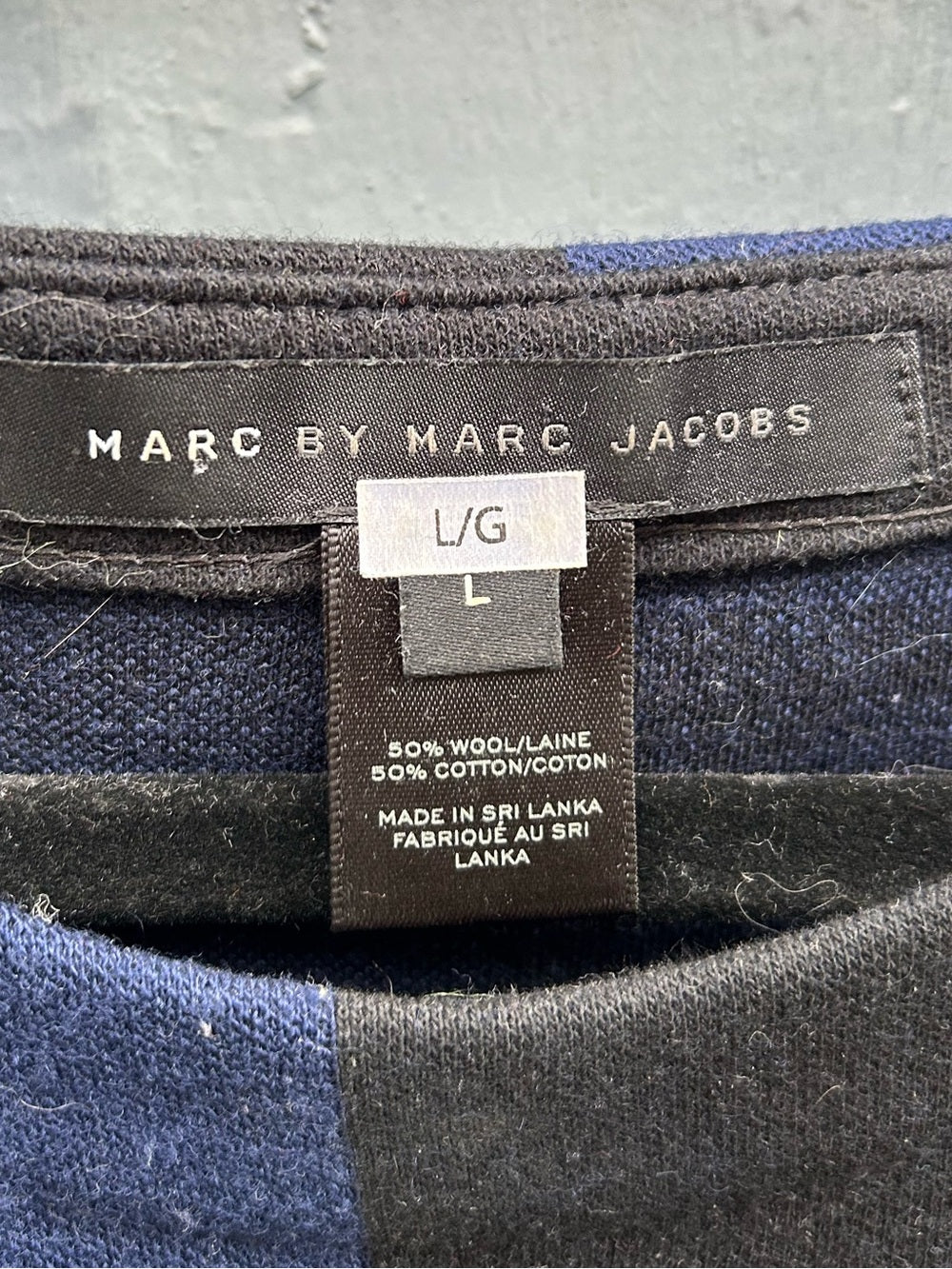 Marc by Marc Jacob’s Blue Black A Frame wool Dress, size L
