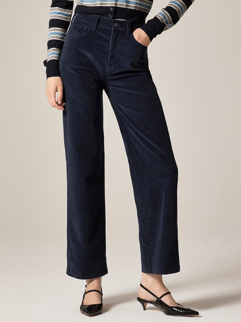J Crew Navy Straight Leg Cords, size 6