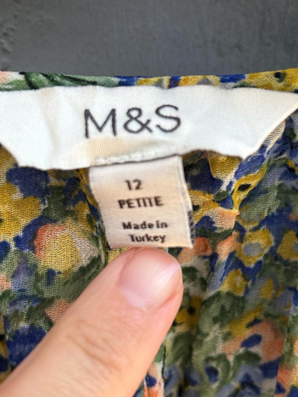 M&S Floral V-Neck Mini Relaxed Smock Dress, size UK 12 (US8)