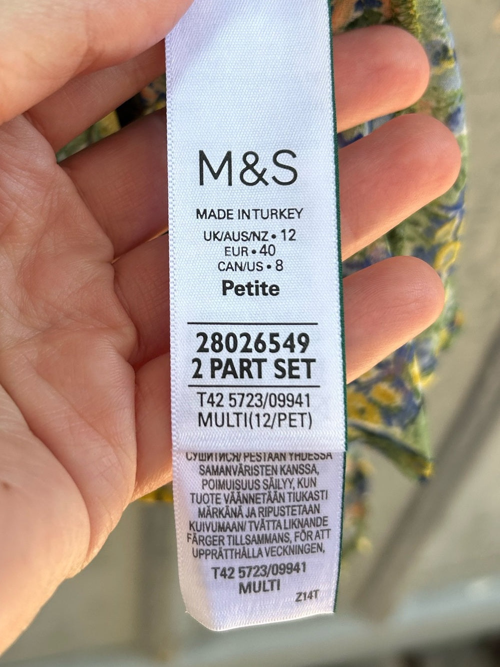 M&S Floral V-Neck Mini Relaxed Smock Dress, size UK 12 (US8)