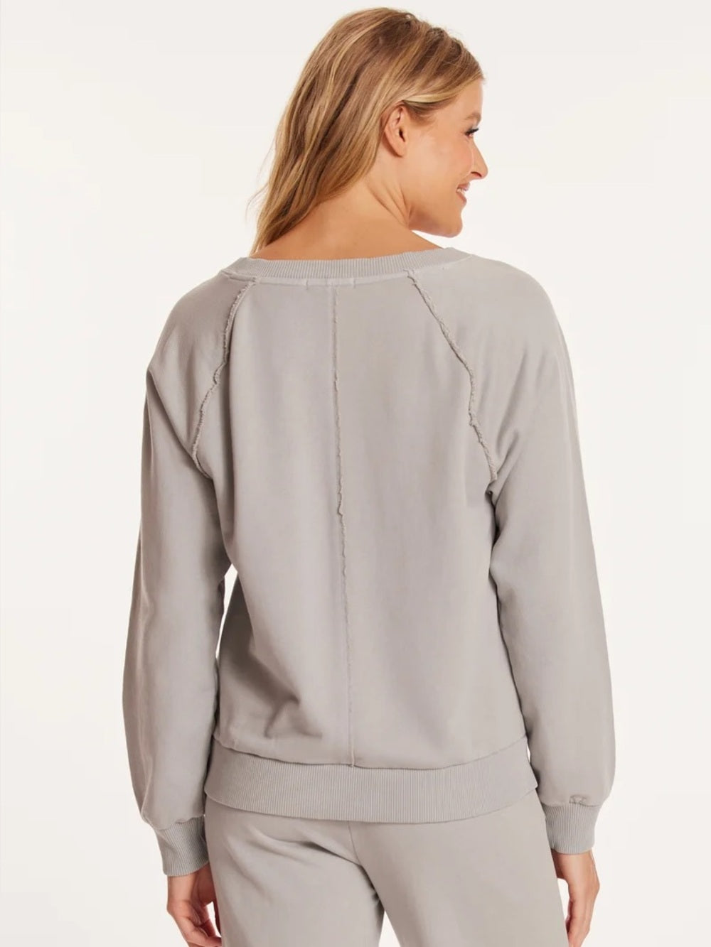 Mododoc Dusty Lilac 100% cotton raw edge sweatshirt, size M