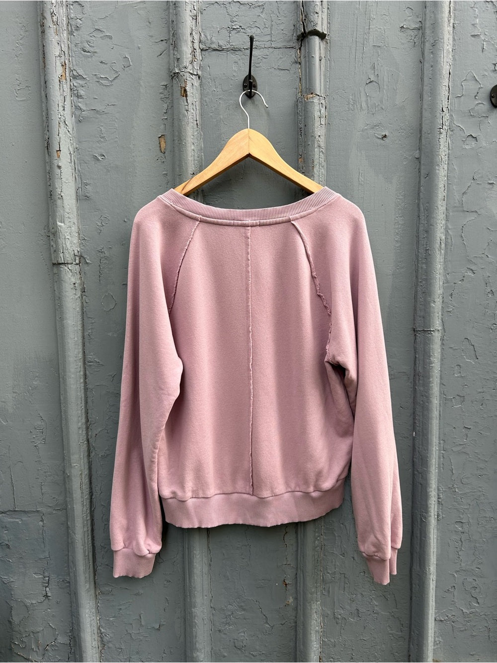 Mododoc Dusty Lilac 100% cotton raw edge sweatshirt, size M
