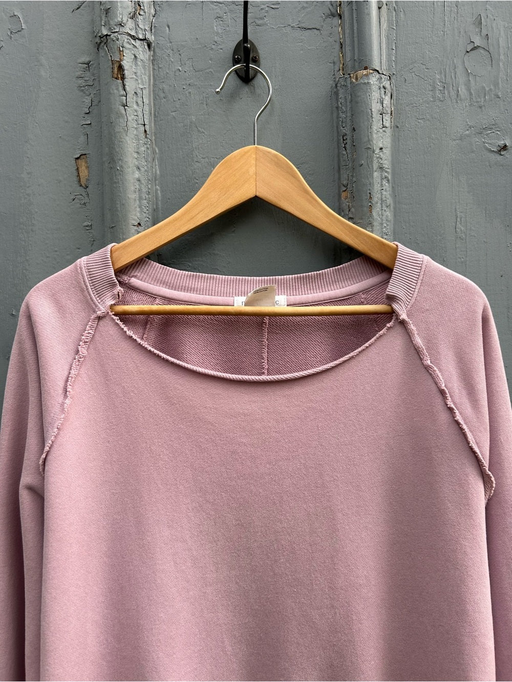 Mododoc Dusty Lilac 100% cotton raw edge sweatshirt, size M