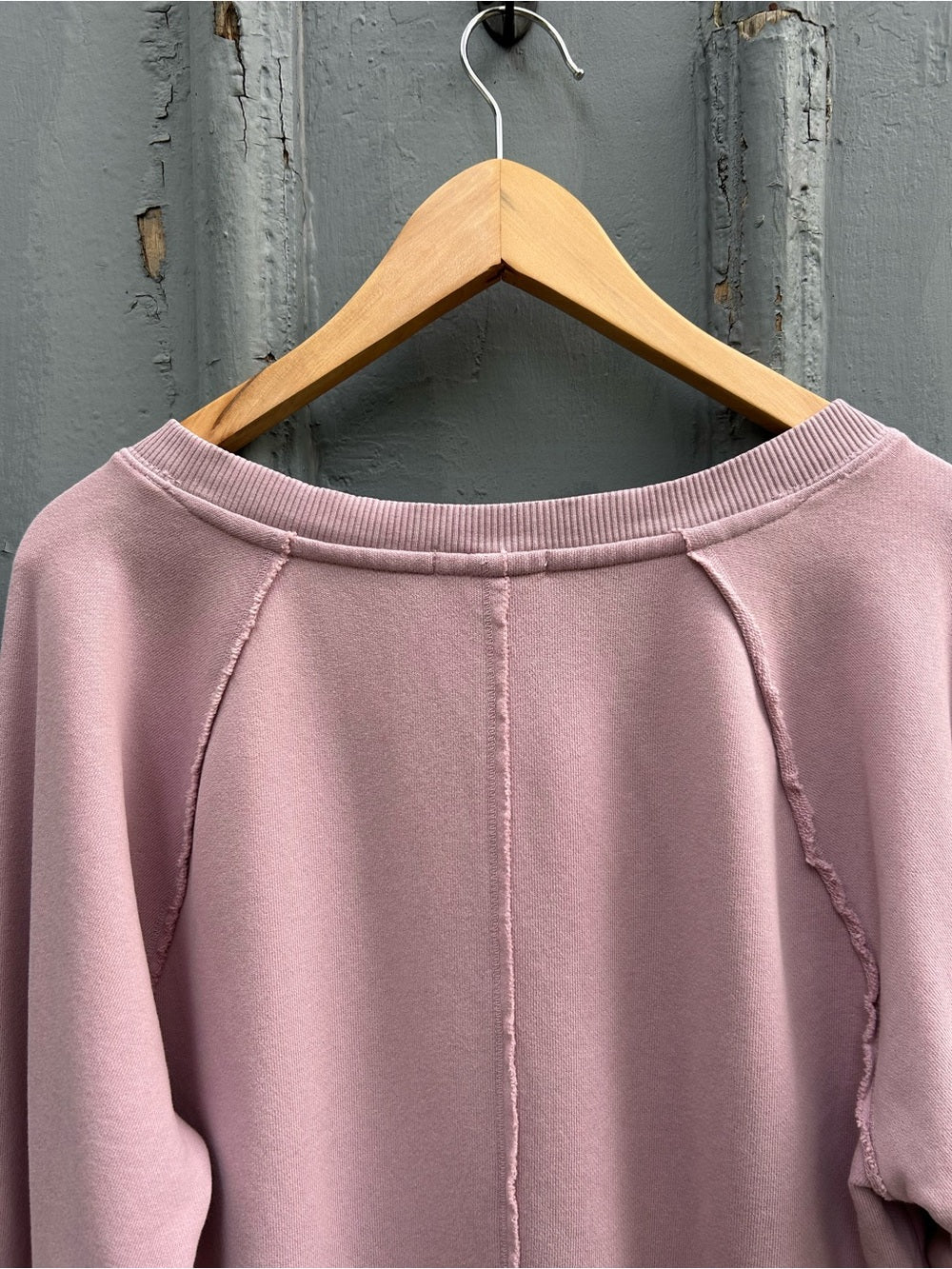 Mododoc Dusty Lilac 100% cotton raw edge sweatshirt, size M