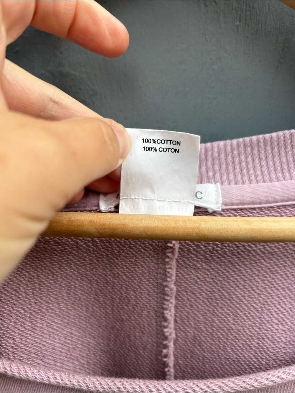 Mododoc Dusty Lilac 100% cotton raw edge sweatshirt, size M