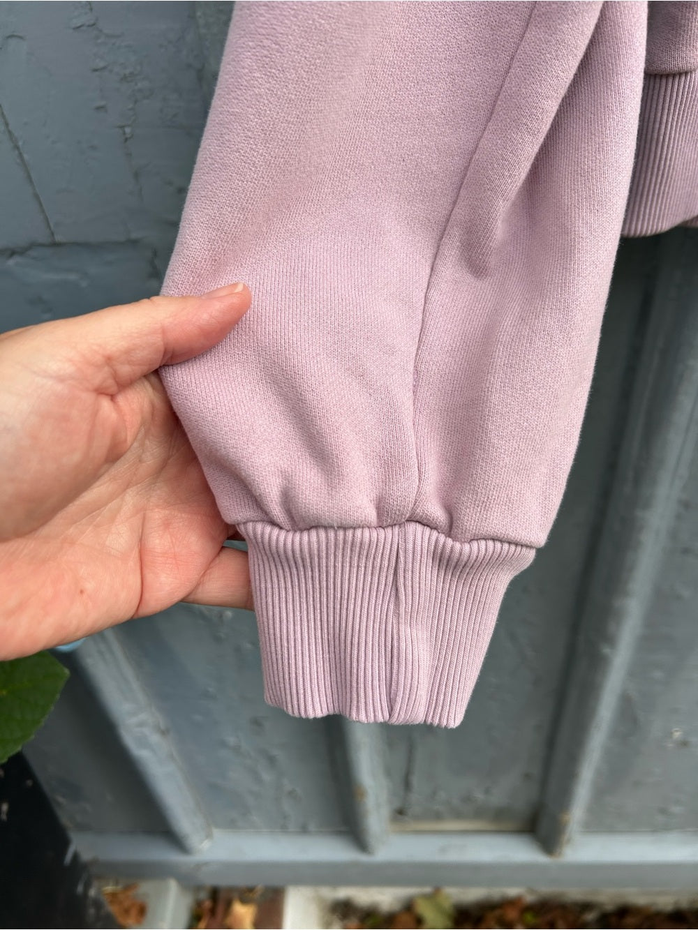 Mododoc Dusty Lilac 100% cotton raw edge sweatshirt, size M