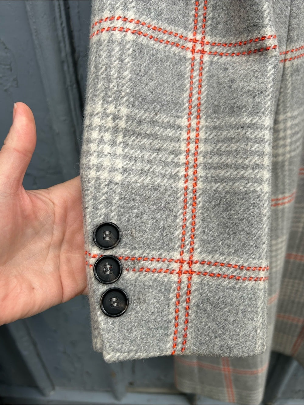 Tiger of Sweden Aloe Grey Plaid Wool Jacket, size 34 (approx US 6)