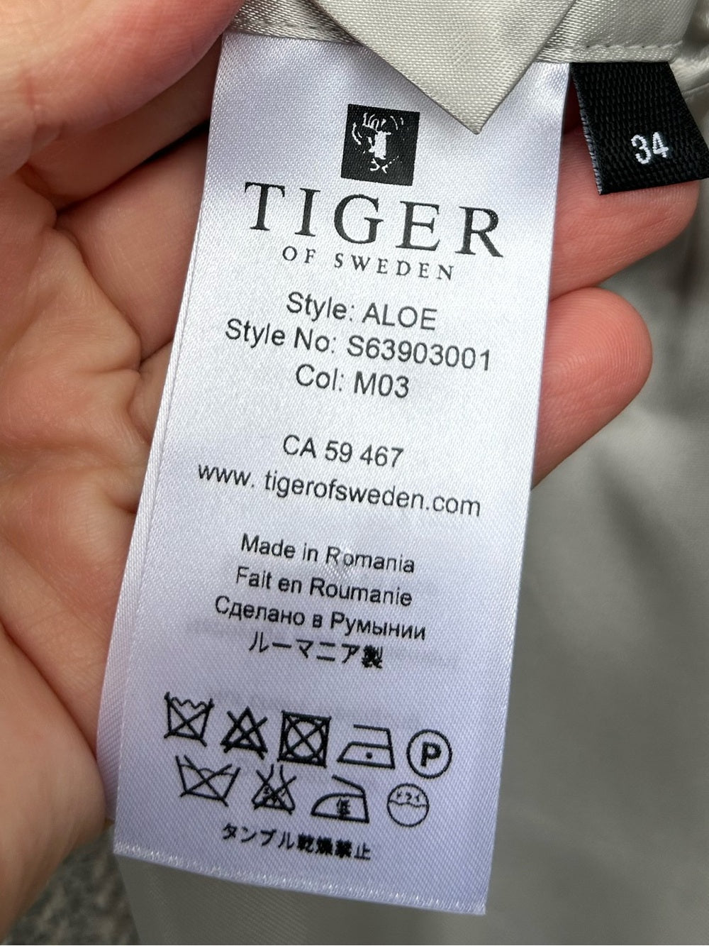 Tiger of Sweden Aloe Grey Plaid Wool Jacket, size 34 (approx US 6)