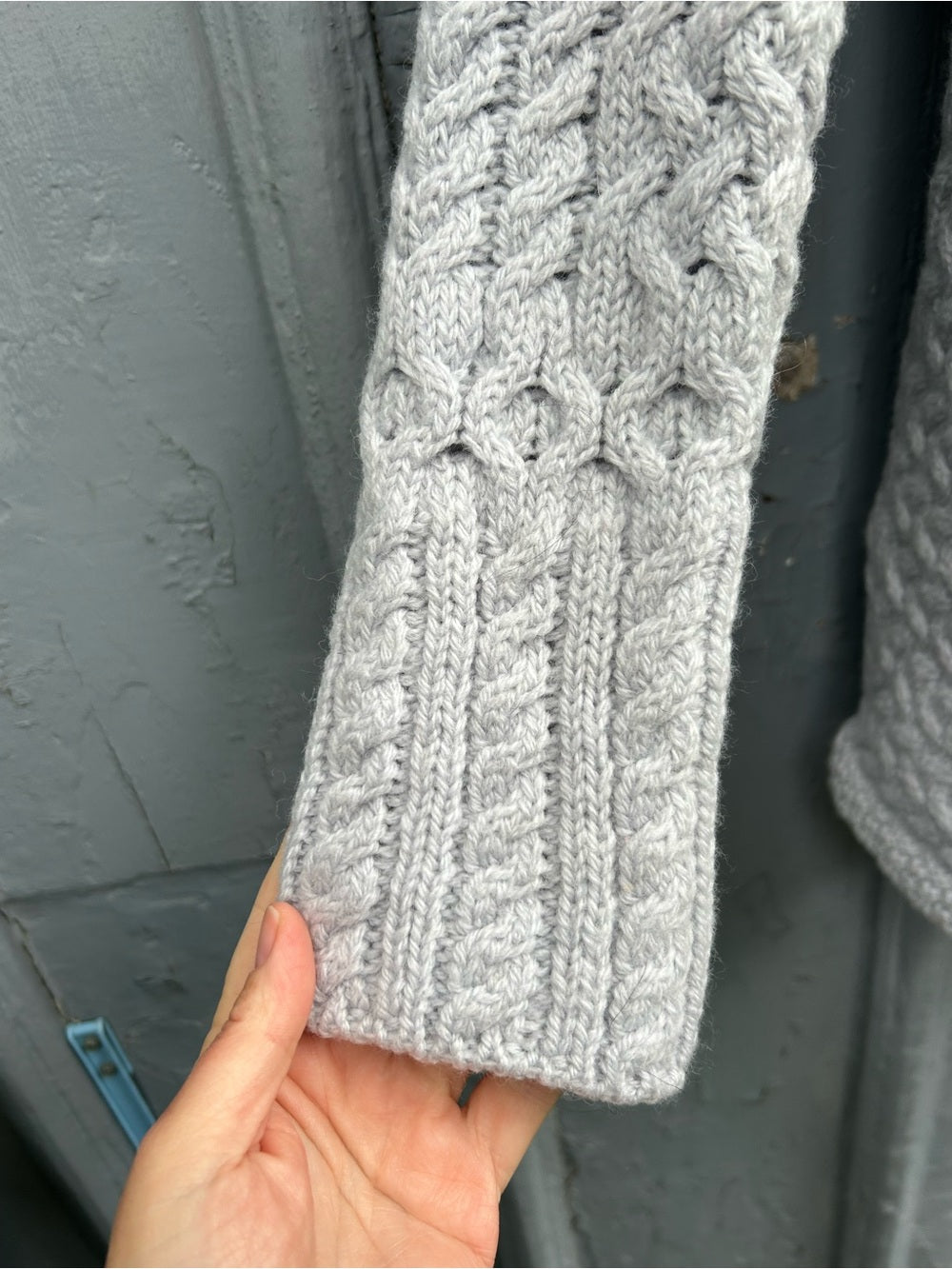 Ireland’s Eye Grey Cable knit Glenross Wool Waterfall Cardigan, Small