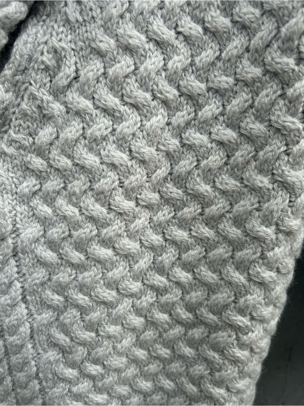 Ireland’s Eye Grey Cable knit Glenross Wool Waterfall Cardigan, Small