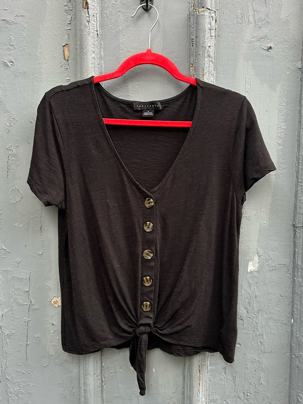 Sanctuary Black Button front v neck, size S