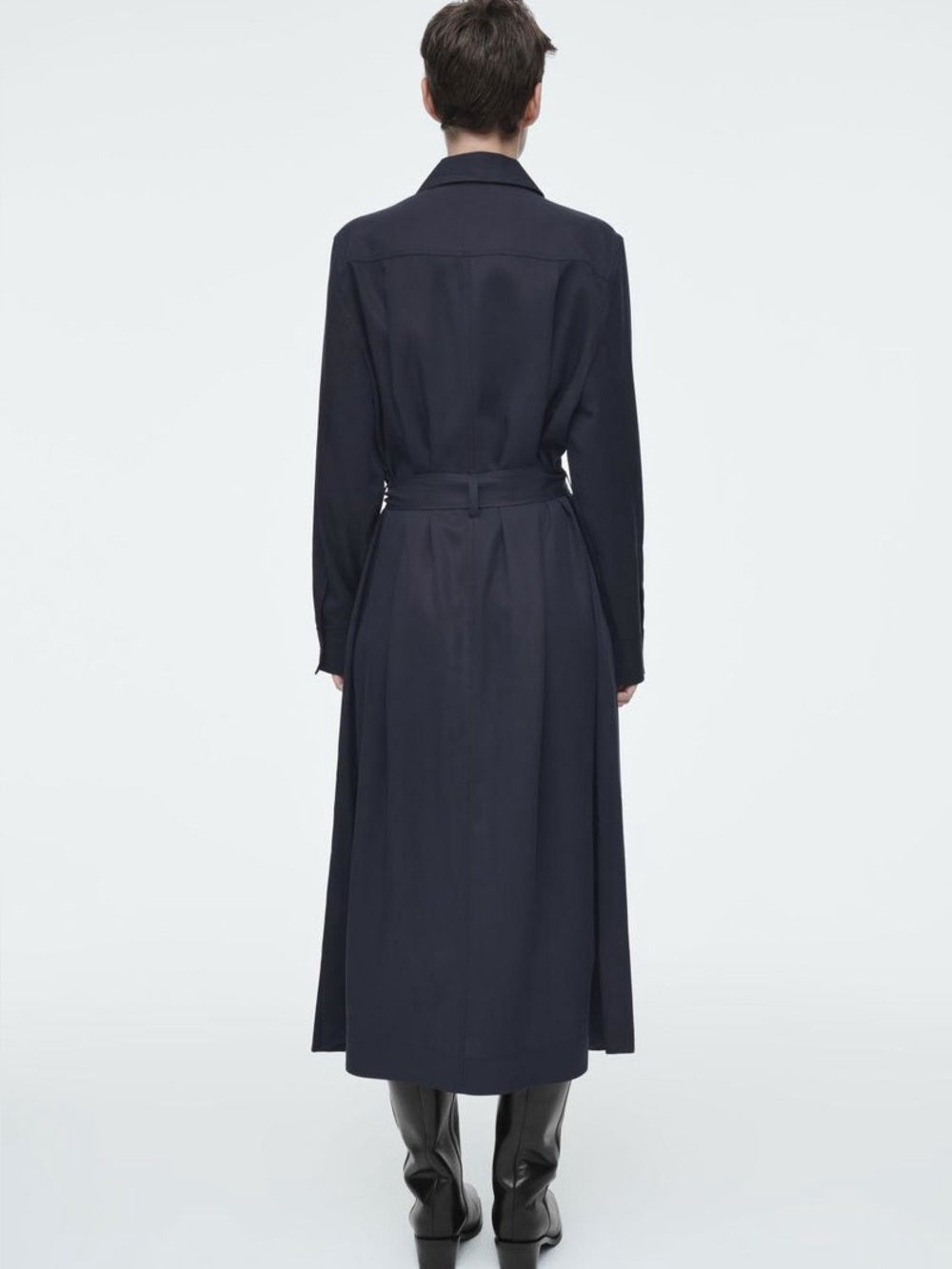 COS Navy Long Sleeve Shirt Dress, size 14