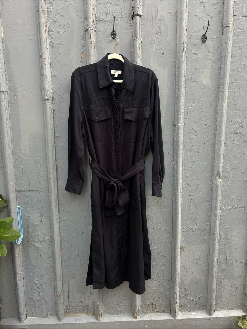 COS Navy Long Sleeve Shirt Dress, size 14