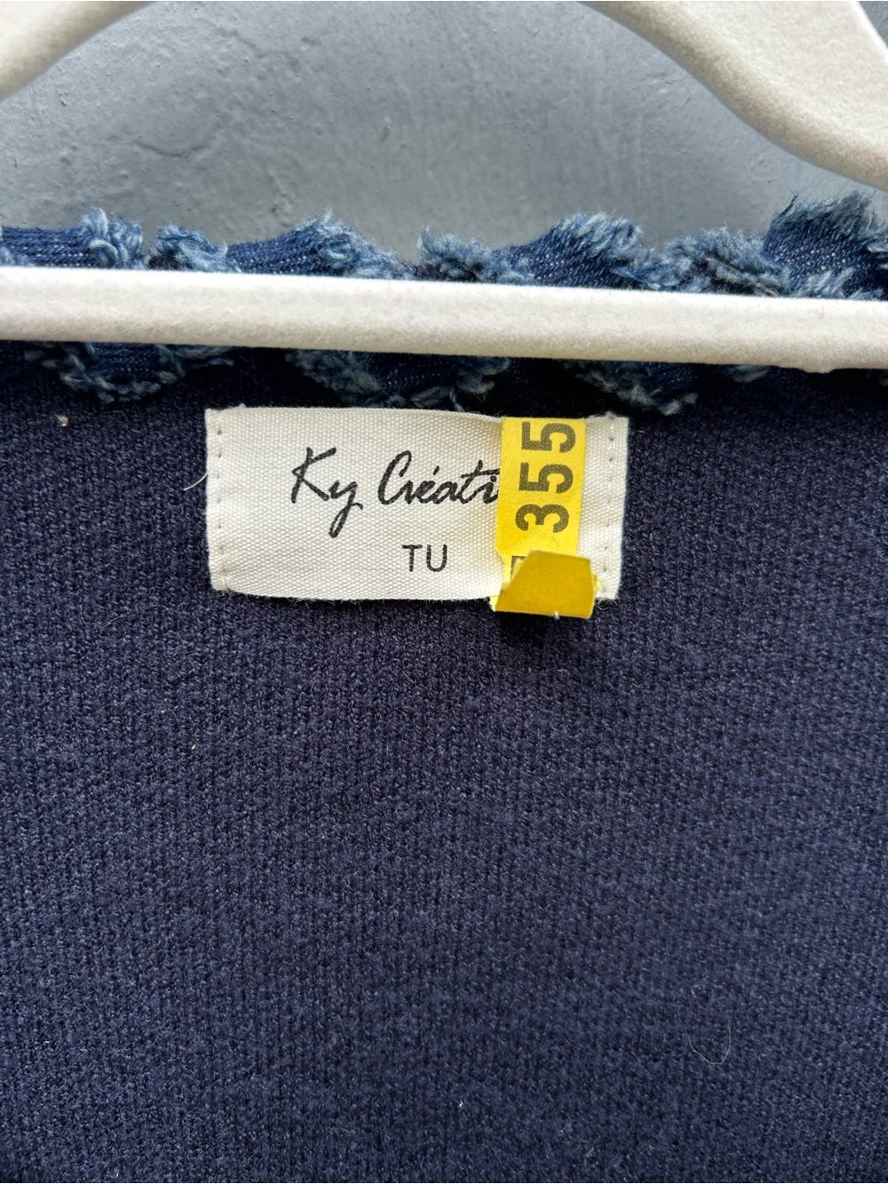 Ky Creations, Navy denim V neck sweater, approx size M