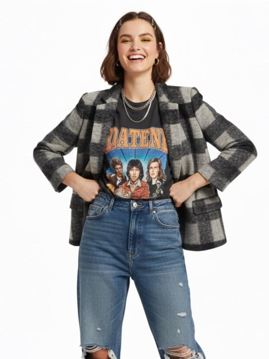 Banana Republic Heritage Grey Wool Plaid Blazer, size 12