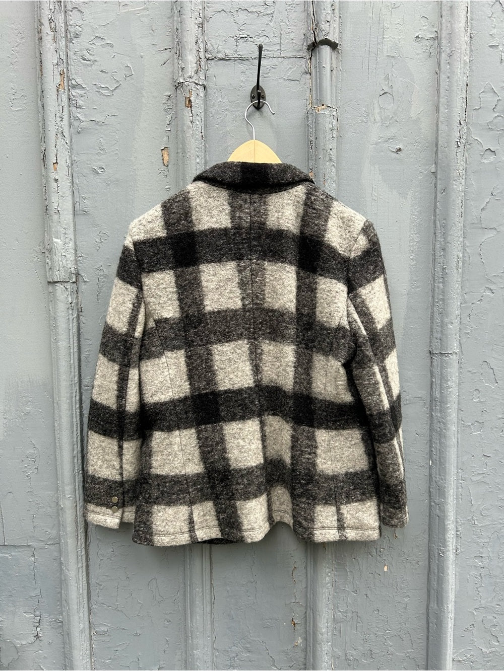 Banana Republic Heritage Grey Wool Plaid Blazer, size 12
