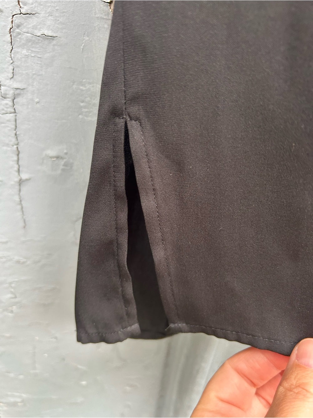Vince Black Stretch-Silk Gathered Cap-Sleeve Blouse, size M