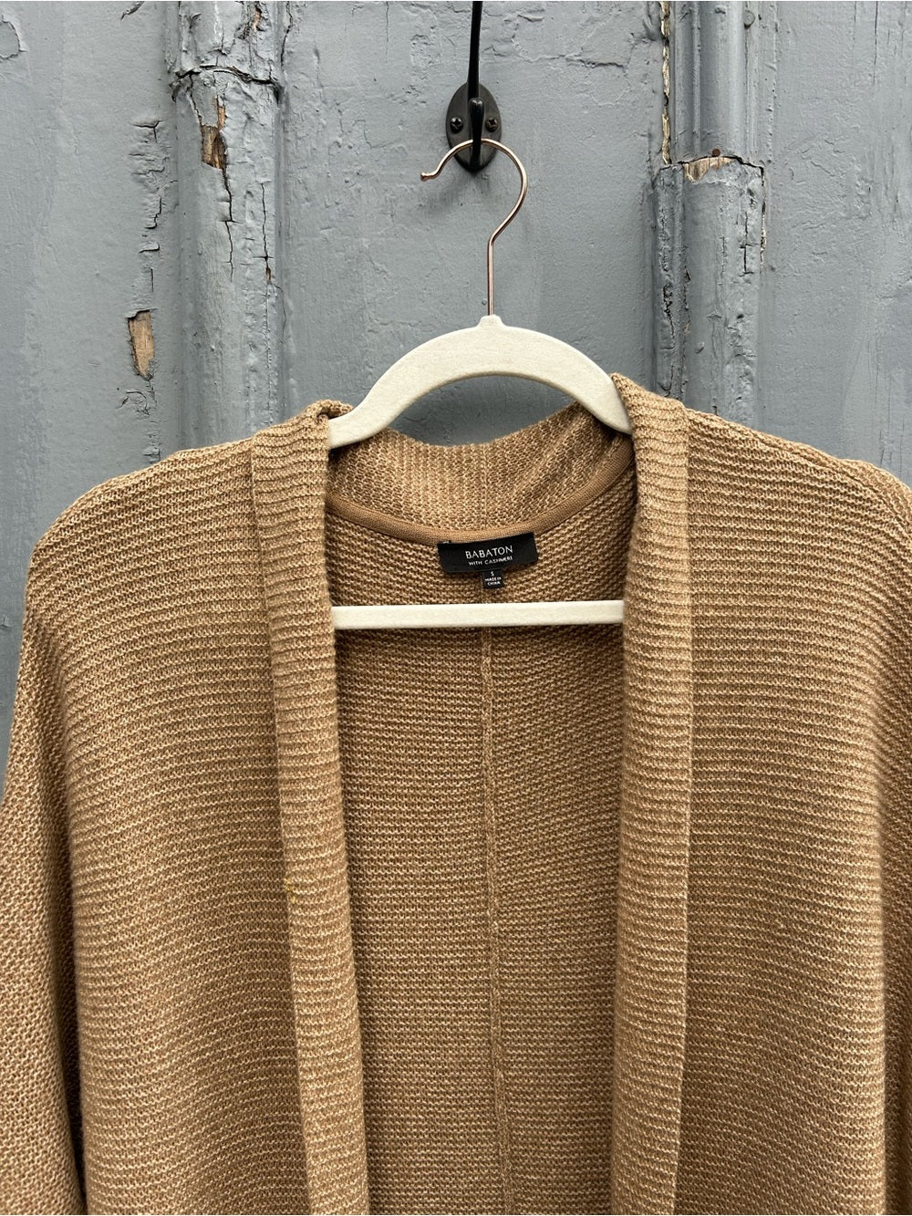 Babaton Camel open front cashmere blend Cardigan, size S