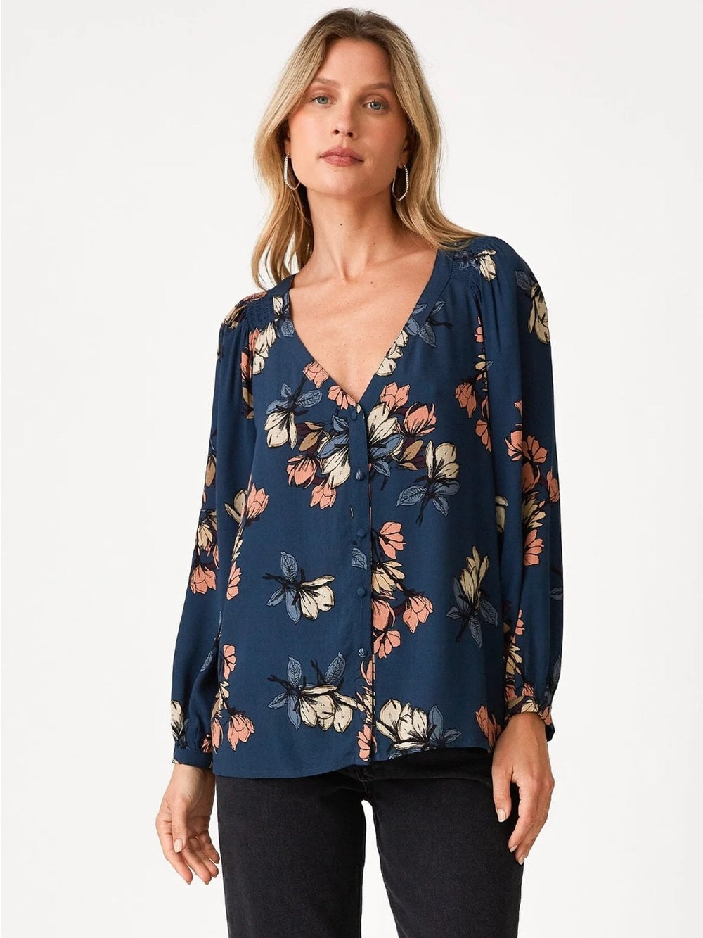 Lovestitch Blue floral blouse, size L