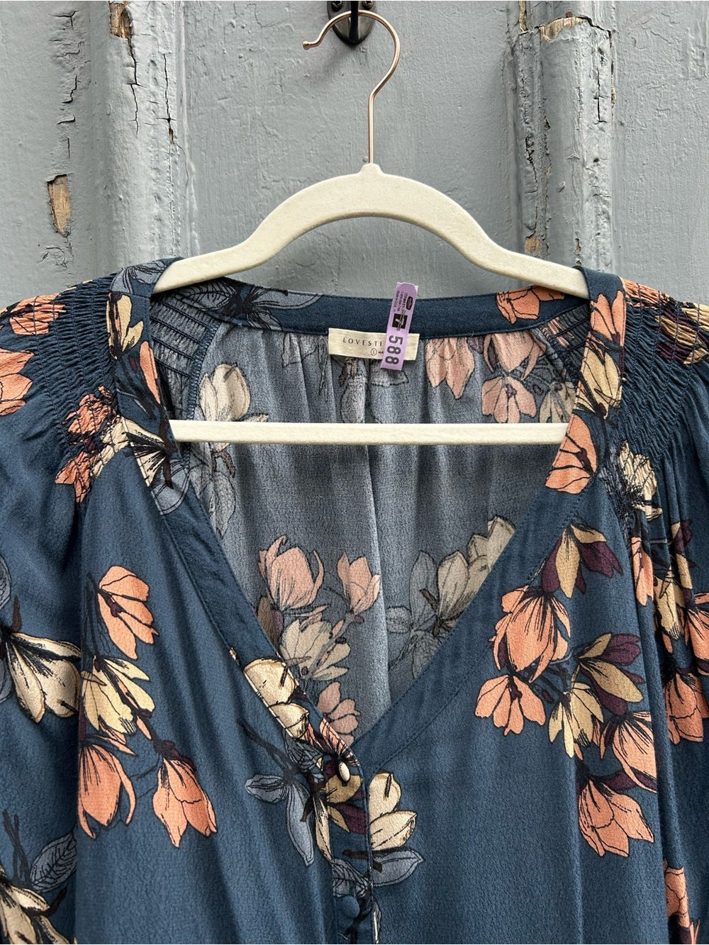 Lovestitch Blue floral blouse, size L