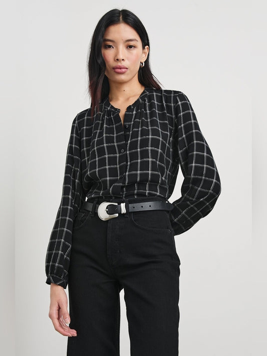 Rails Eloise windowpane plaid button down, size L,