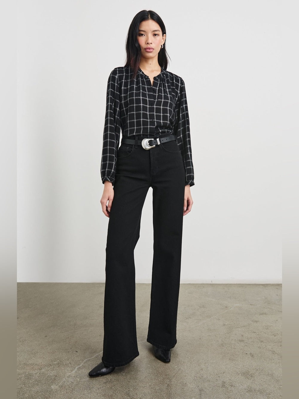 Rails Eloise windowpane plaid button down, size L,