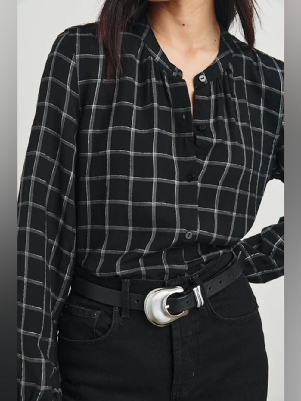 Rails Eloise windowpane plaid button down, size L,