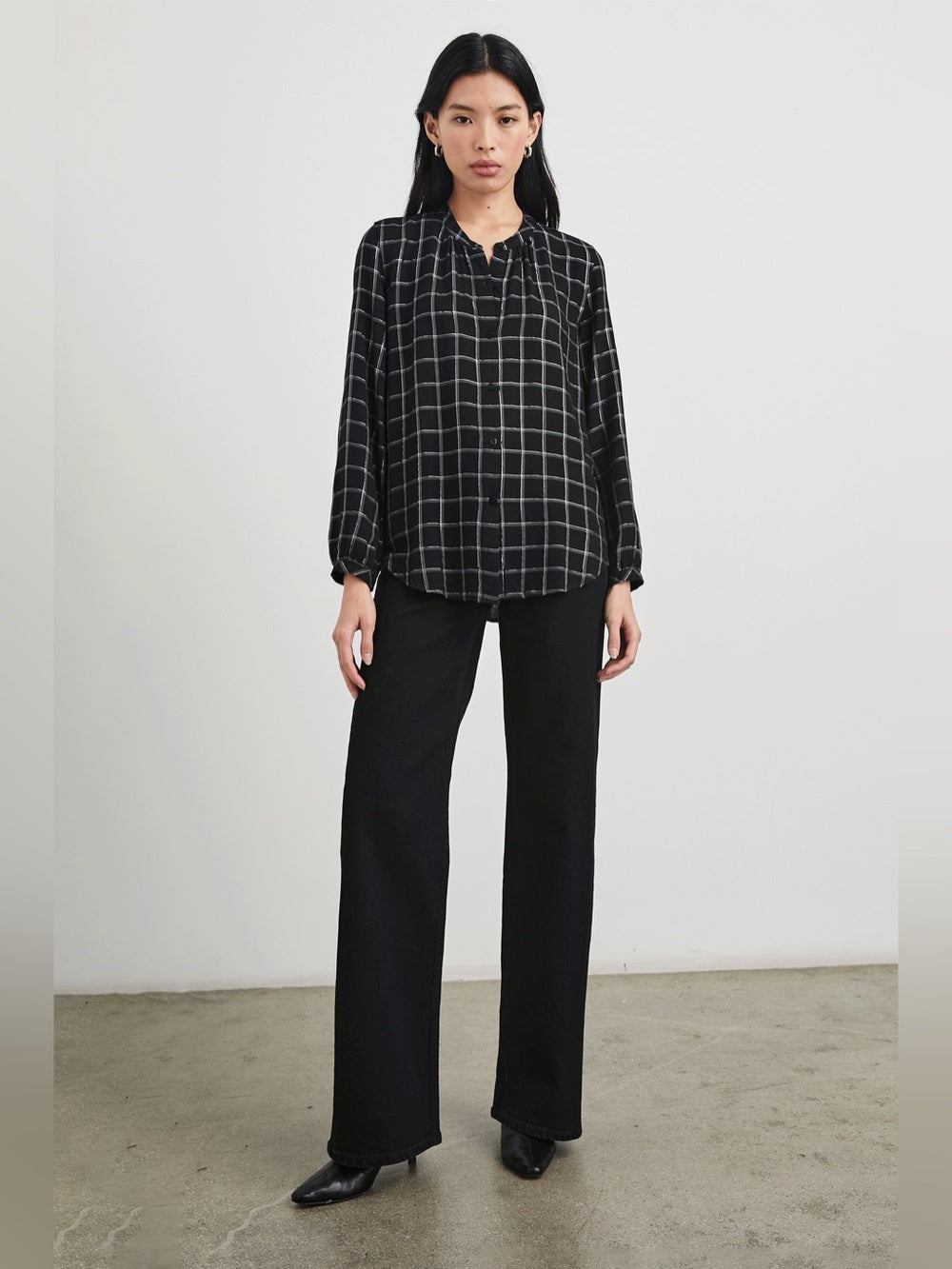 Rails Eloise windowpane plaid button down, size L,