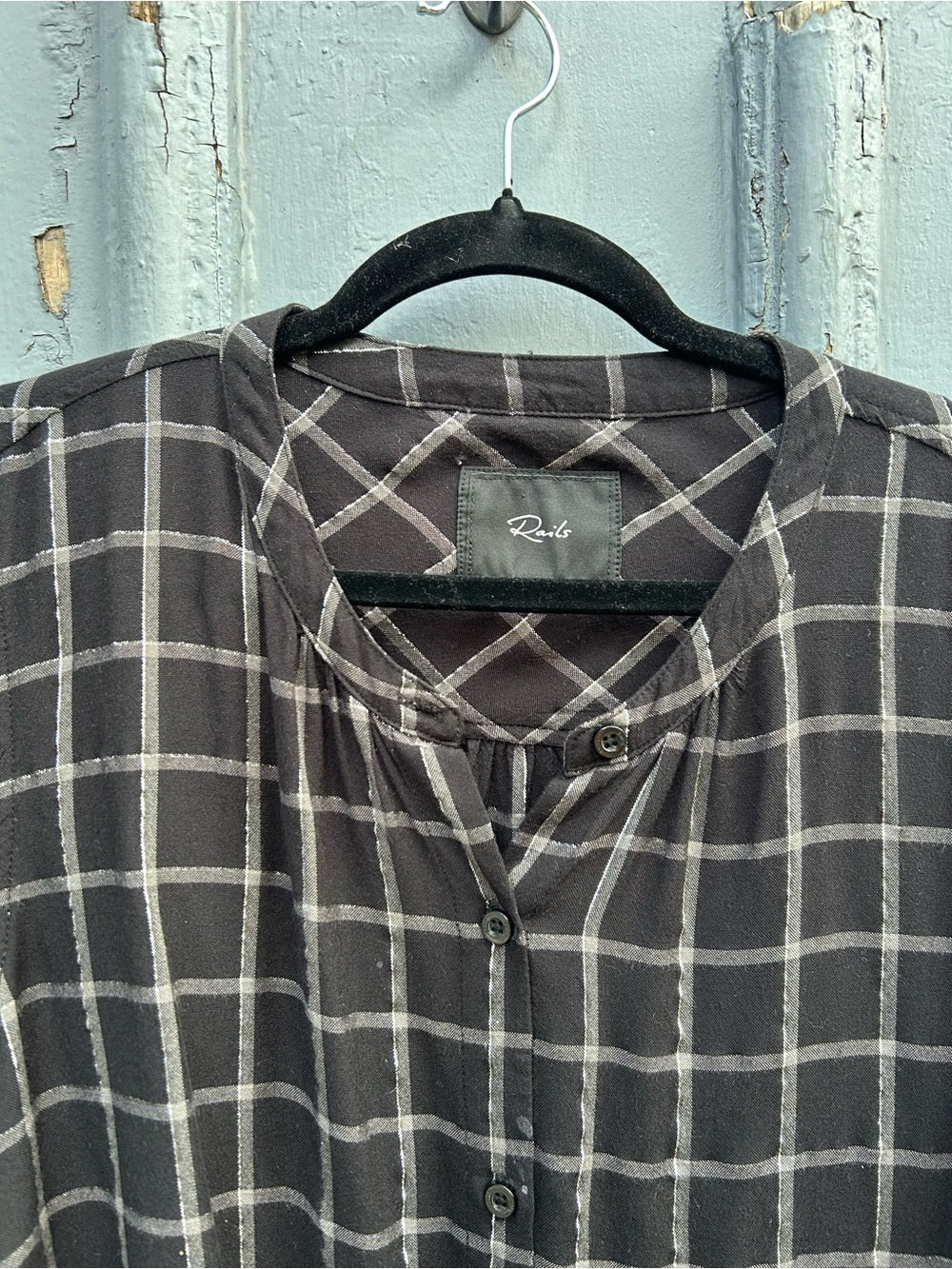 Rails Eloise windowpane plaid button down, size L,