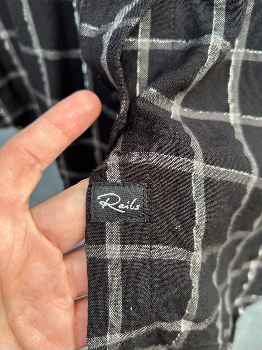 Rails Eloise windowpane plaid button down, size L,