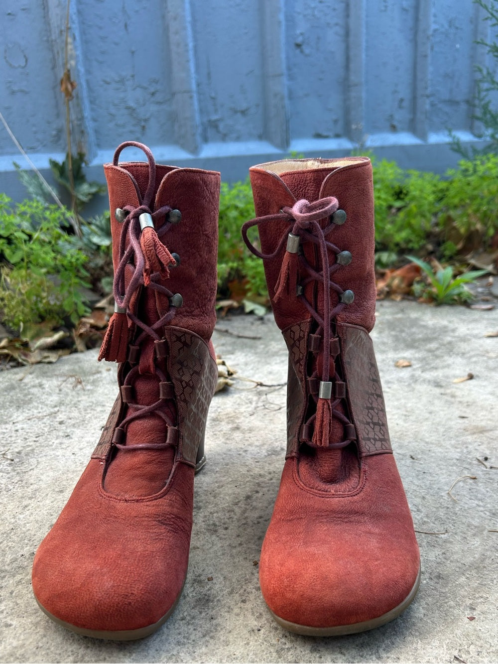 John Fluevog Operetta Marietta Burgundy Boots, size 7
