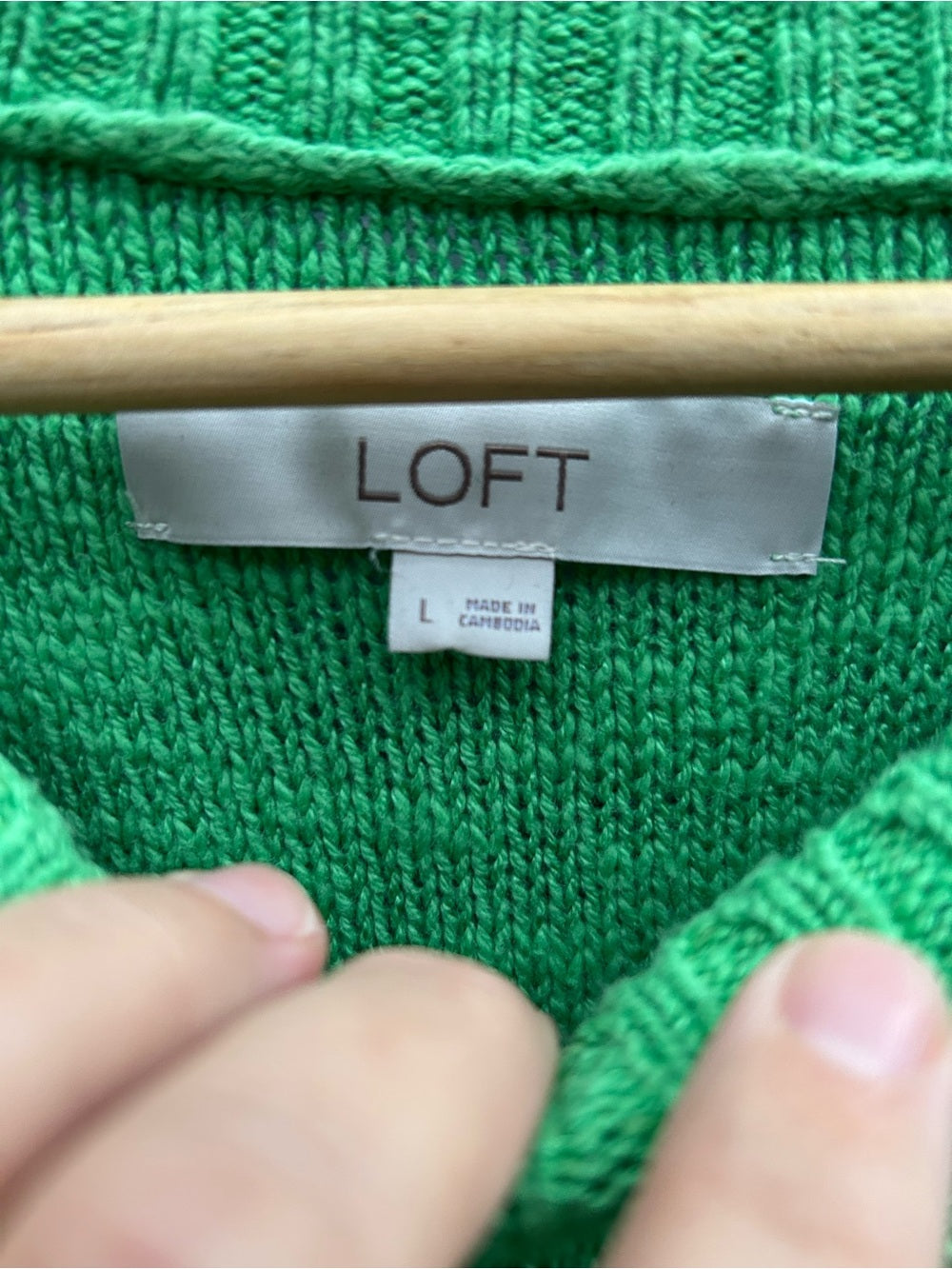 Loft Green Cotton blend Sweater, size L