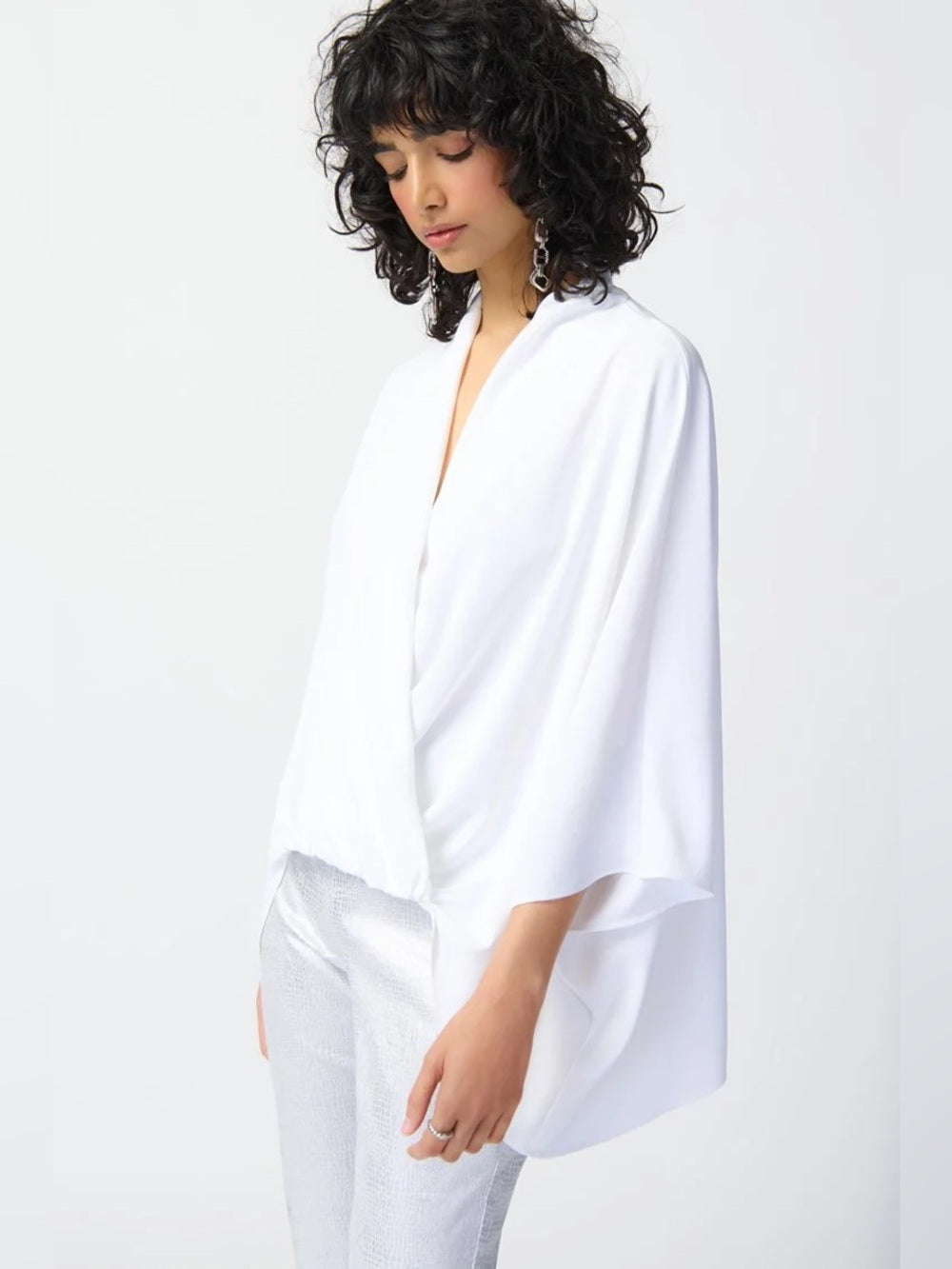 Joseph Ribkoff Woven Dolman Sleeve Wrap Top, size XXL