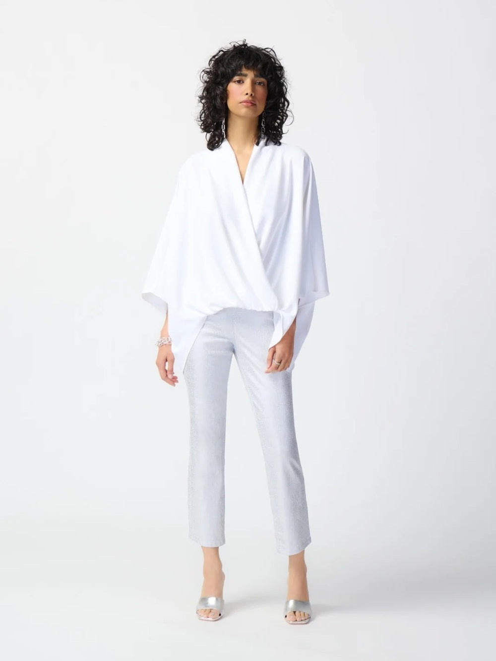 Joseph Ribkoff Woven Dolman Sleeve Wrap Top, size XXL