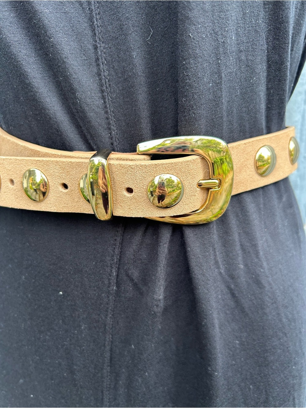 Madewell gold studded belt, size M