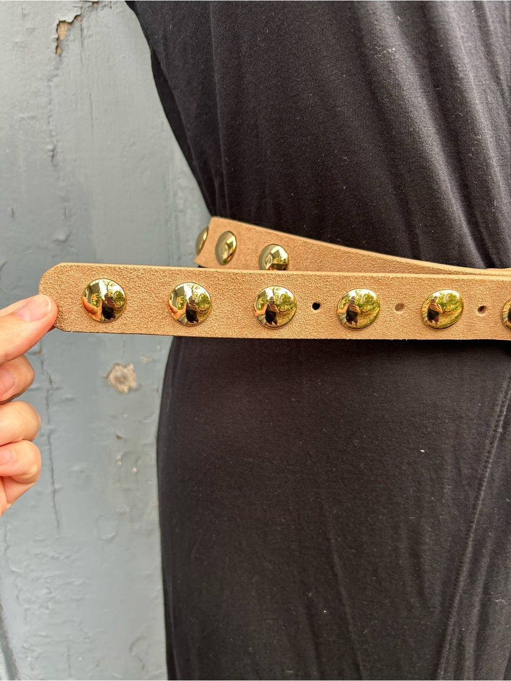 Madewell gold studded belt, size M