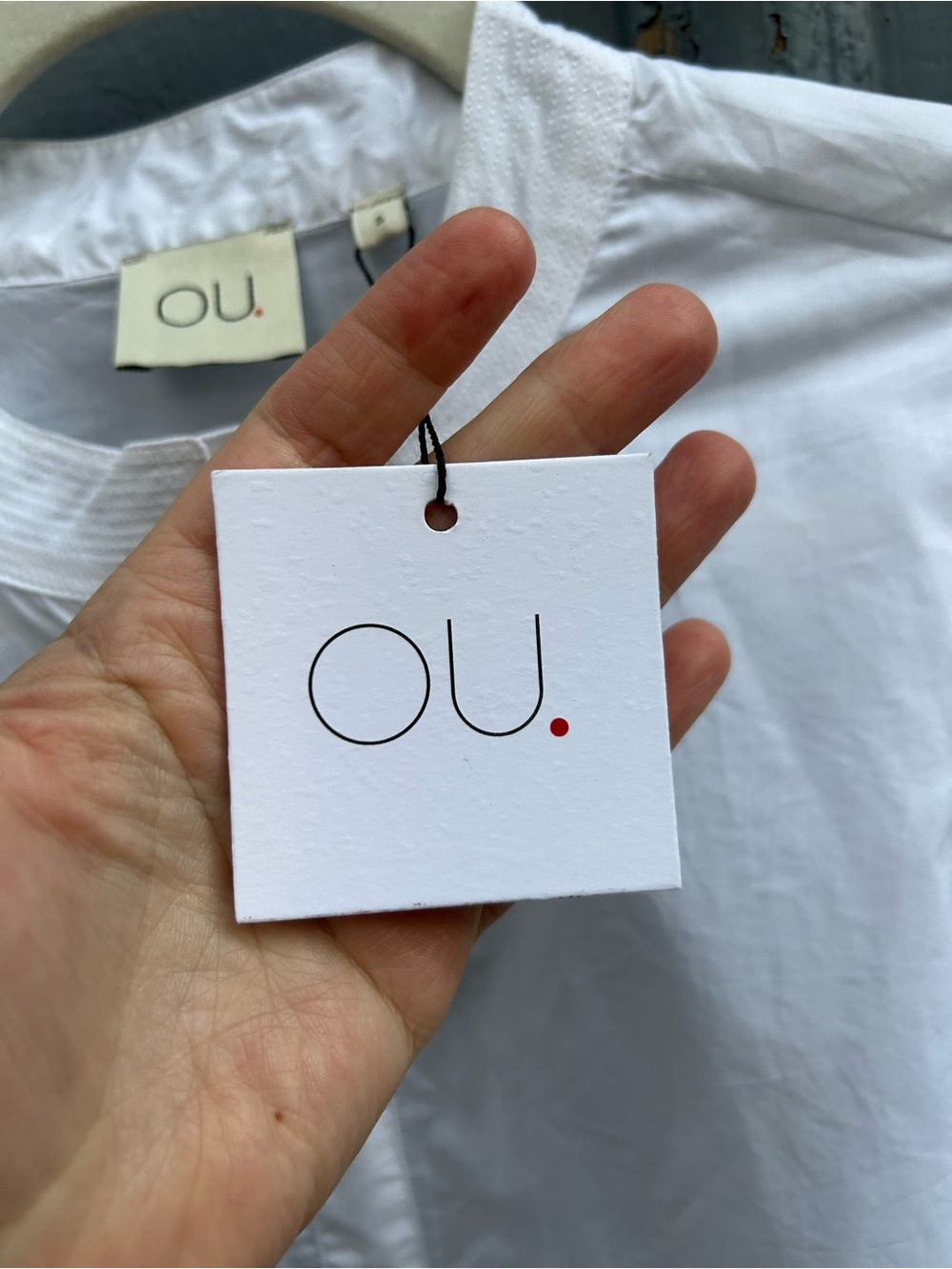 OU white balloon sleeve blouse, BNWT, size Small