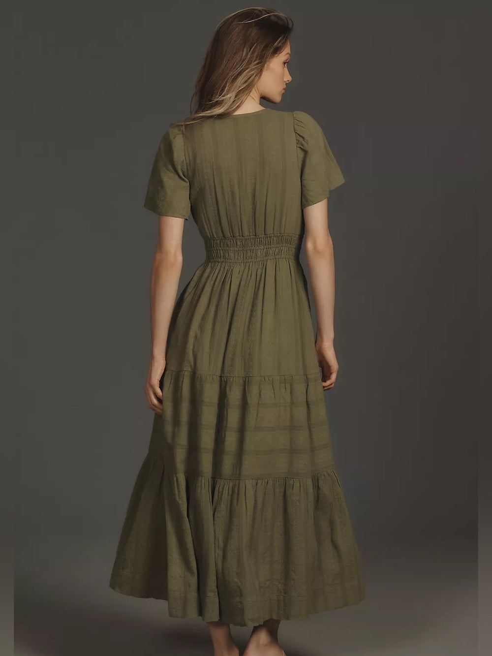 By Anthropologie Moss Sommerset tiered dress, size L
