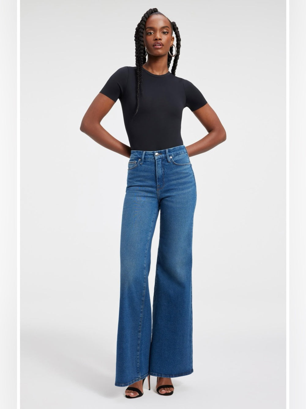 Good American Good Waist Palazzo Jeans, size 16
